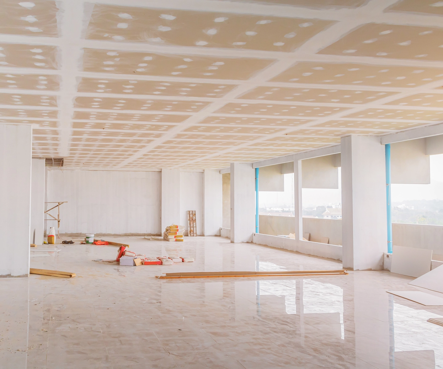 Interior view of office space under construction