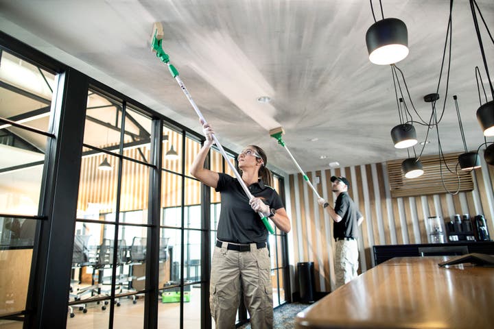 2 workers cleaning ceiling with a mop
SERV1444 Three Year usage. Limited to Internal use at corporate on digital, social and website, with three yea print usage beginning 10/1/2021